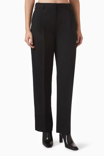Pleat Straight-leg Pants in Wool Blend