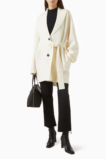 روب بياقة مستديرة مطوية صوف