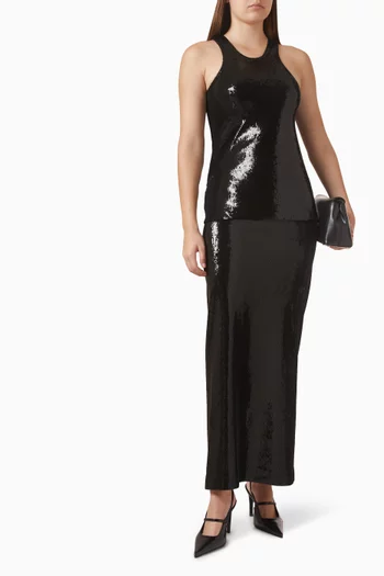 Curved Sequin-embellished Tank Top