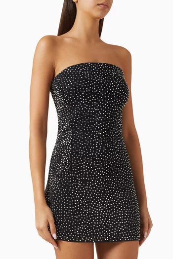 Crystal-embellished Strapless Mini Dress