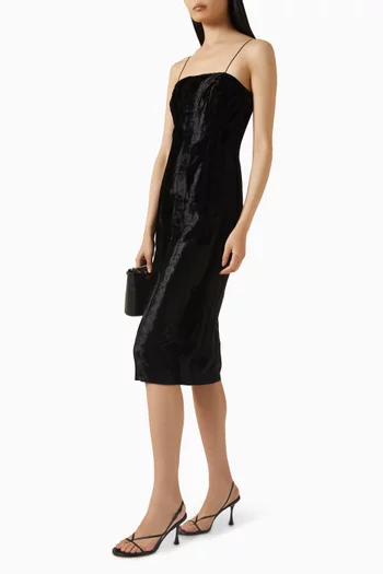 Fitted Midi Dress in Faux Pony Hide