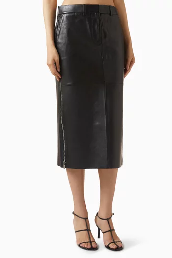 Le Zip Midi Skirt in Leather