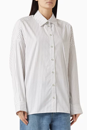 Placket Cinch Shirt in Cotton Poplin