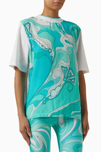 تي شيرت بنقشة تجريدية قطن جيرسيه