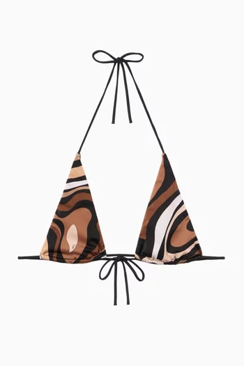Marmo-print Triangle Bikini Top in Lycra