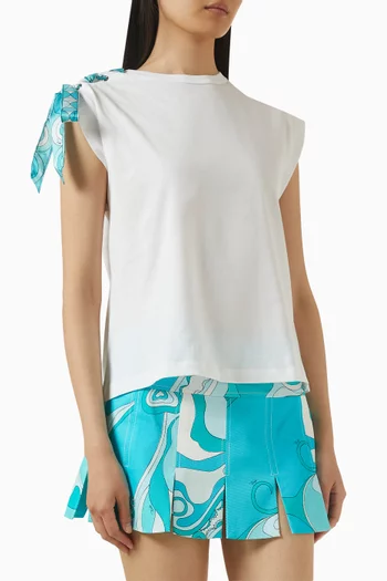 بلوزة بلا أكمام برباط بنقشة قطن