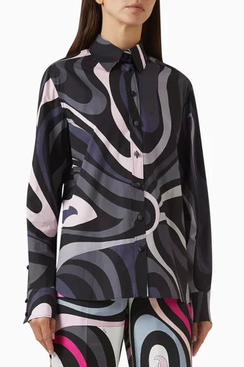 قميص بنقشة مارمو قطن بوبلين