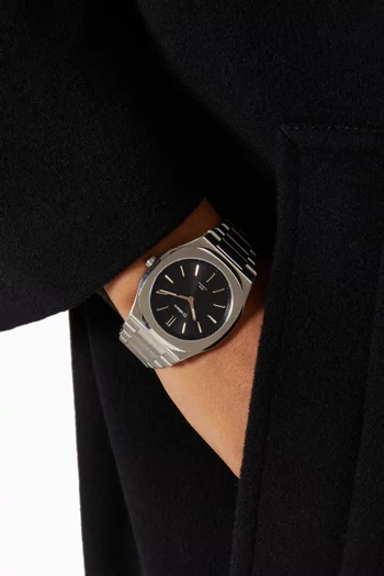 Ultra Thin Groovy Quartz Watch, 39mm