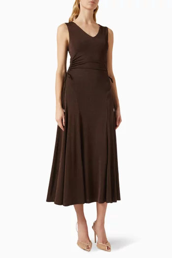 Maria Ruched Midi Dress in Jersey