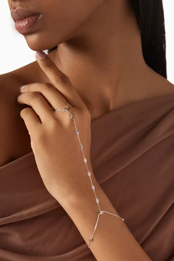 سوار بسلسلة يد مرصع بالياقوت ذهب أبيض عيار 18