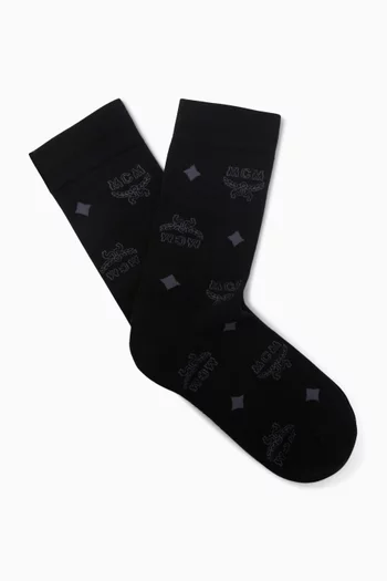 جوارب بنقشة شعار الماركة نسيج قطن 