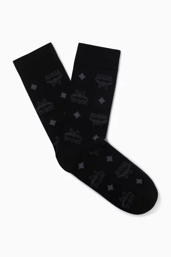 جوارب بنقشة شعار الماركة نسيج قطن