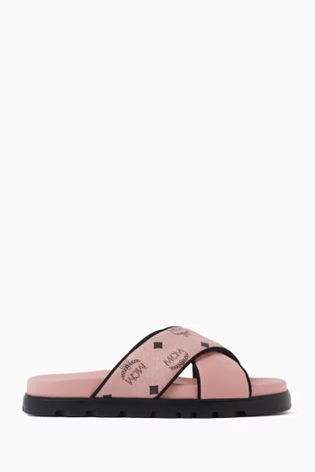 Cross Slide Sandals in Visetos Canvas