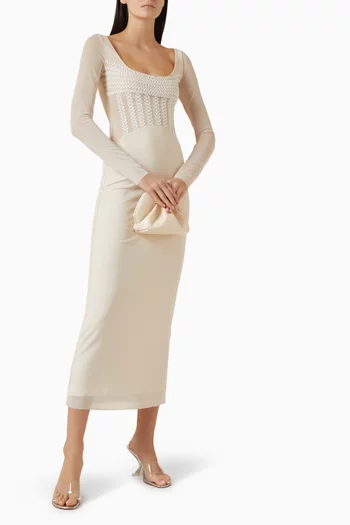 فستان مادي طويل قماش شبكي