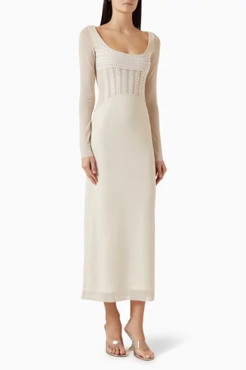 فستان مادي طويل قماش شبكي