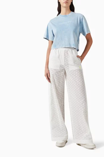 تي شيرت قصير بطبعة Switch Off‏ قطن