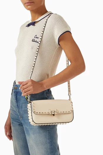 Medium Rockstud Shoulder Bag in Grainy Calfskin Leather