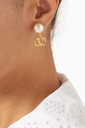 Valentino Garavani VLogo Signature Pearl Earrings in Metal & Swarovski®