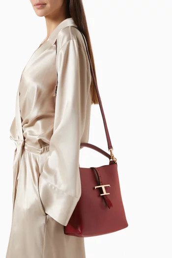 Mini T Timeless Bucket Bag in Leather