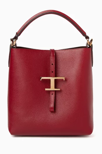 Mini T Timeless Bucket Bag in Leather