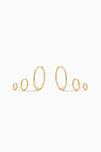The Granada Hoop Earrings in Gold-plated Brass. Set of 6