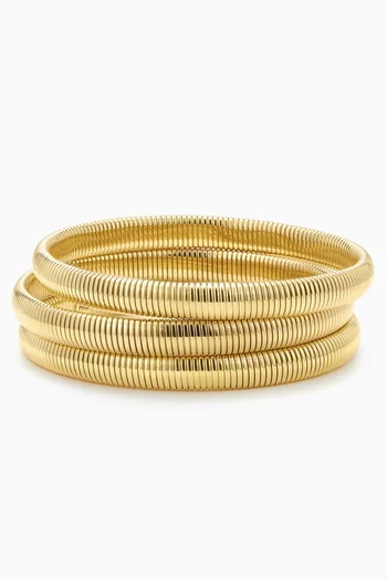 Mini Snake Chain Bracelet Set in Gold-plated Brass, Set of 3