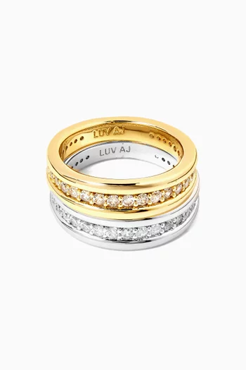 Wave Bezel Band Rings, Set of 2