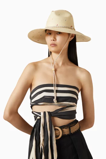 قبعة بنما قش مطرز