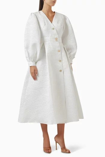 Puff-sleeve Midi Dress