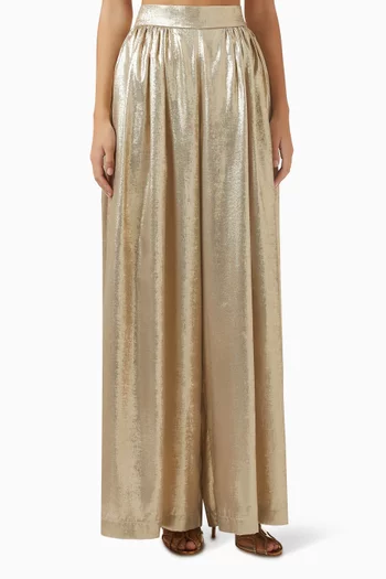 Metallic Wide-leg Pants