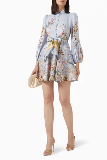 فستان ربيلين قصير بأزرار كتان