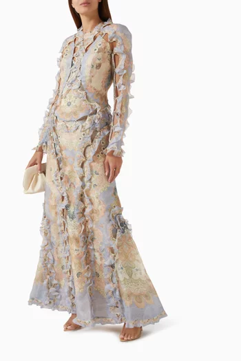 Rebellion Scallop Maxi Dress in Silk-linen