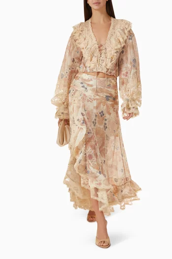 Rebellion Lace-up Blouse in Linen Blend