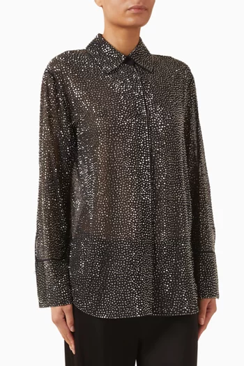 Finely Oversized Embellished Shirt in Georgette