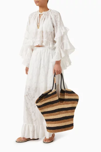 Large Goldentime Tote Bag in Raffia