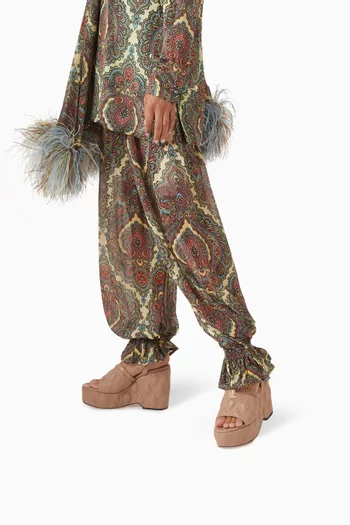 صندل كويلتي بكعب ويدج جلد نابا مبطّن