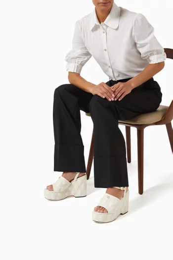 صندل كويلتي بكعب ويدج جلد نابا مبطّن