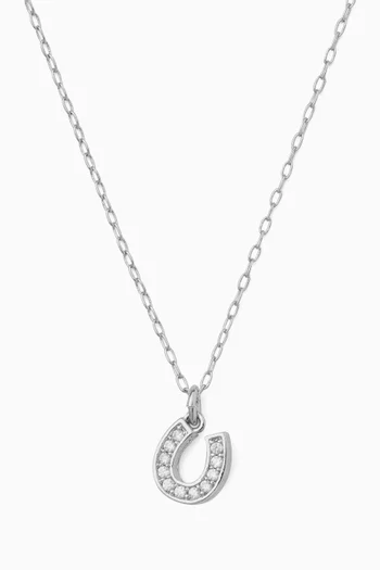 Lucky You Pendant Necklace in Silver-tone Brass