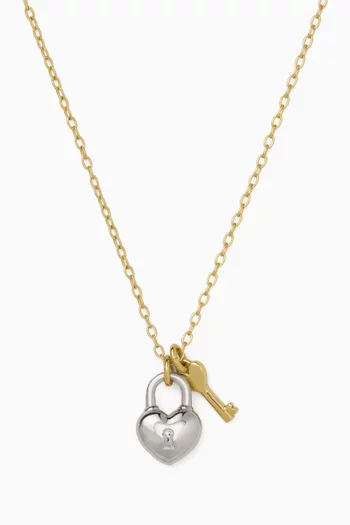 Love Ya Pendant Necklace in Two-tone Brass
