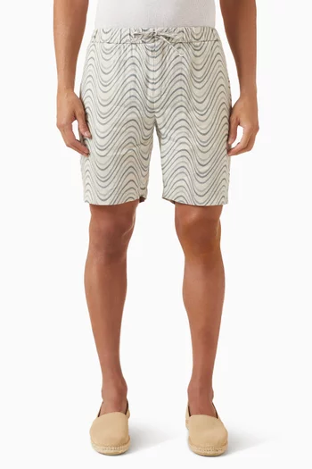 Felipe Fibra Print Shorts in Linen