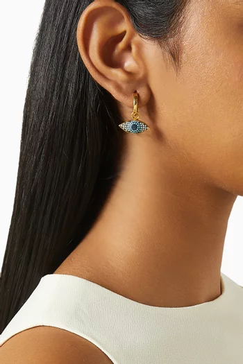 قرط دائري منفرد بتصميم عين الحسود برونز مطلي ذهب عيار 24