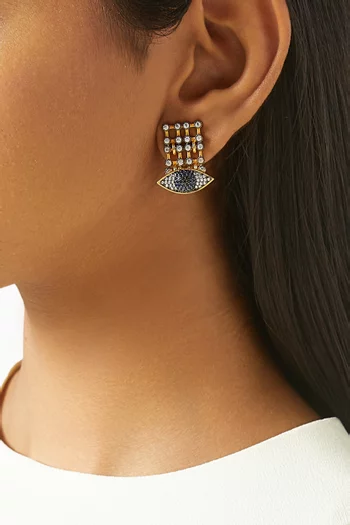 أقراط كابوت ميني بمشبك وتصميم عين الحسود برونز مطلي ذهب عيار 24