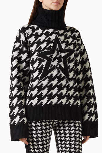 سترة بنسيج سميك مزين بنقشة هاوندزتوث صوف مارينو