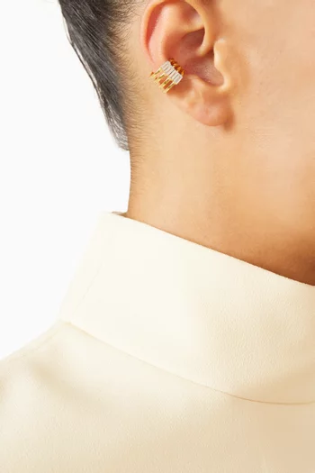 قرط منفرد بتصميم يحيط بالأذن مرصع بالكريستال فضة إسترلينية مطلية ذهب عيار 24