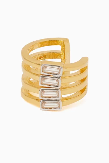 قرط منفرد بتصميم يحيط بالأذن مرصع بالكريستال فضة إسترلينية مطلية ذهب عيار 24