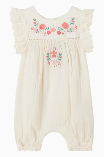 Embroidered Romper in Organic Cotton