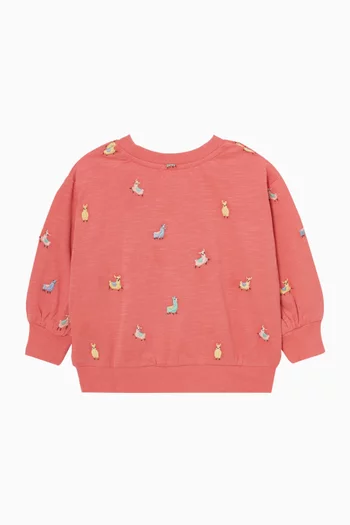 سويت شيرت ويندتشيتر بنقشة لاما قطن عضوي