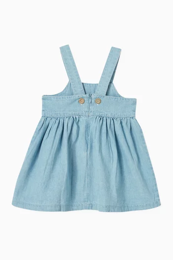 Embroidered Pinafore in Cotton Denim