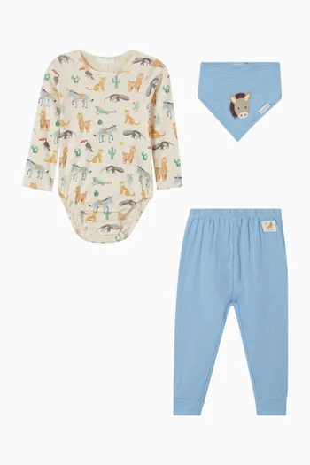 طقم هدايا قطن عضوي، 3 قطع