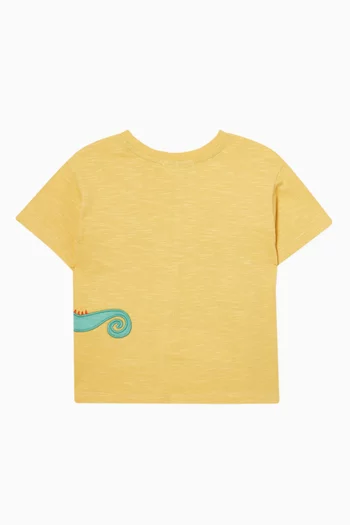 تي شيرت فضفاض مزين بحرباء قطن جيرسيه عضوي